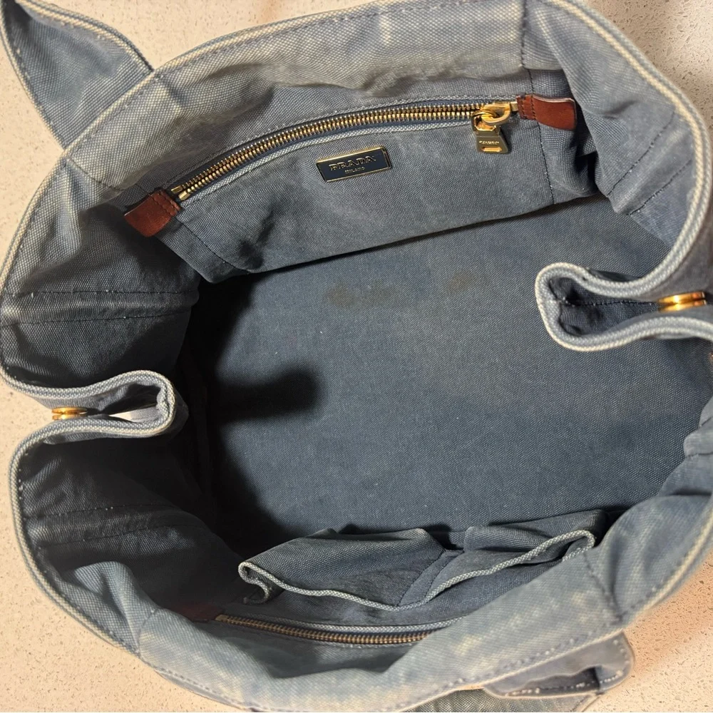 🛑 SOLD 🛑 Prada Blue Denim Canapa Tote Bag | Authentic Prada Logo Handbag COA - Picture 16 of 17